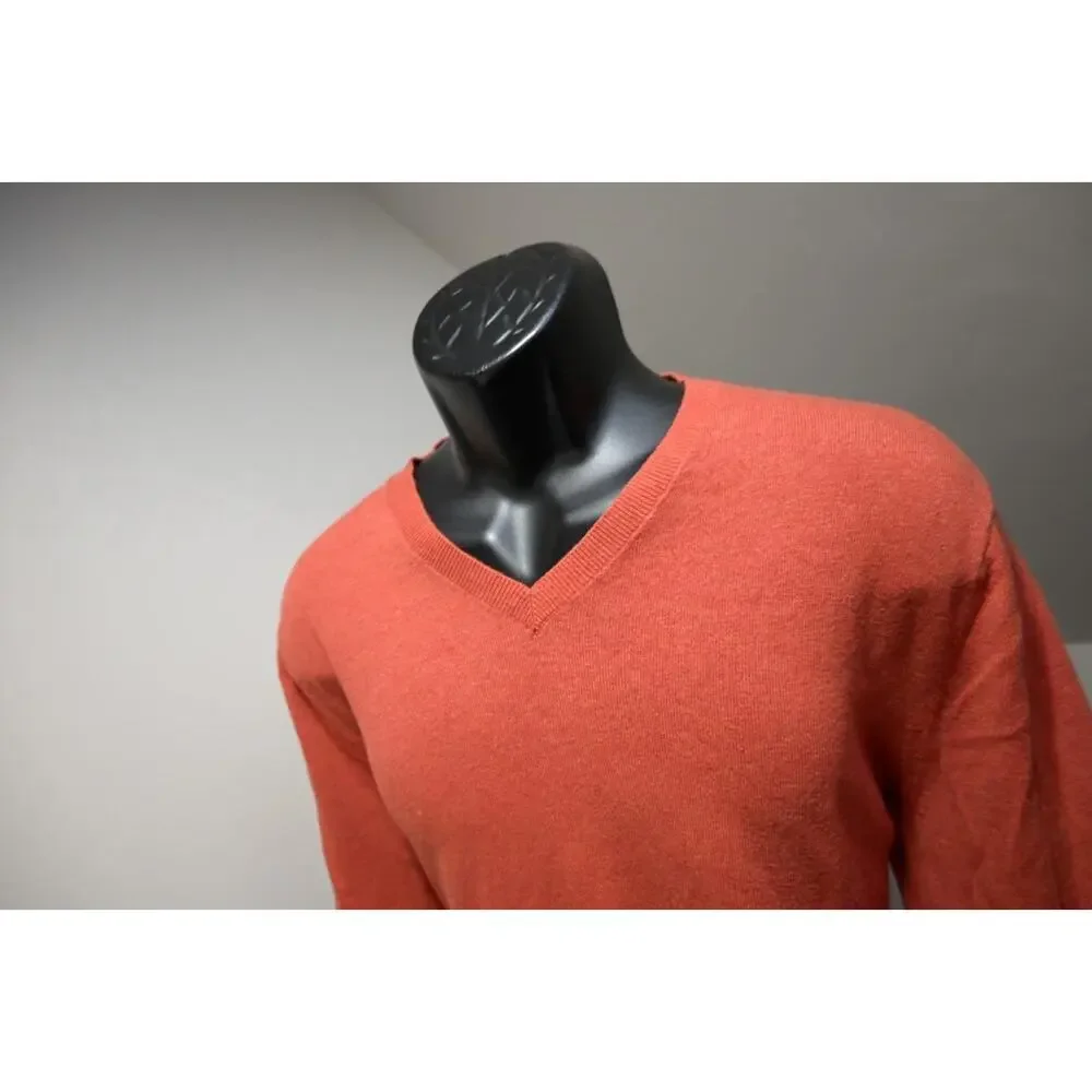 Banana Republic Casual Cotton Blend V Neck Sweater‎ Burnt Orange Mens Sz Large